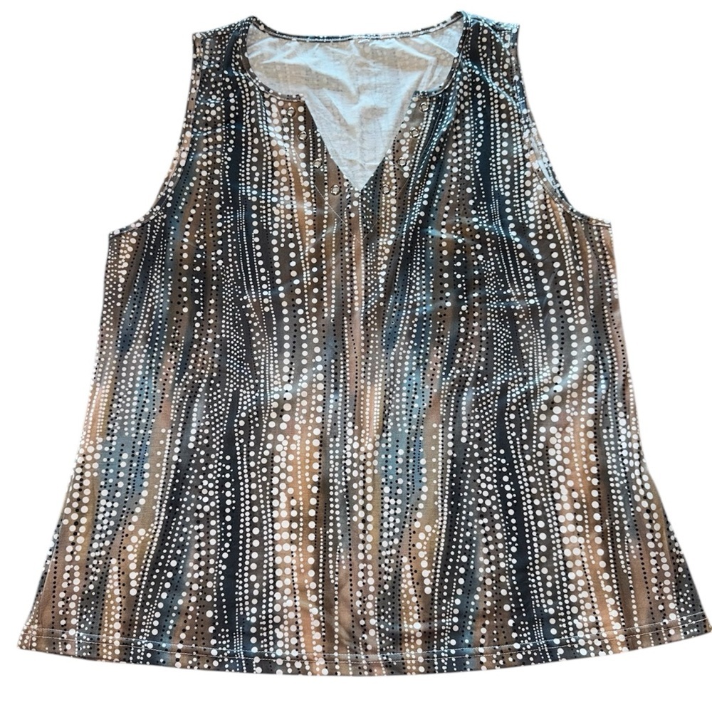 Women's Patterned Sleeveless Tank Top - Black, Brown, White XL